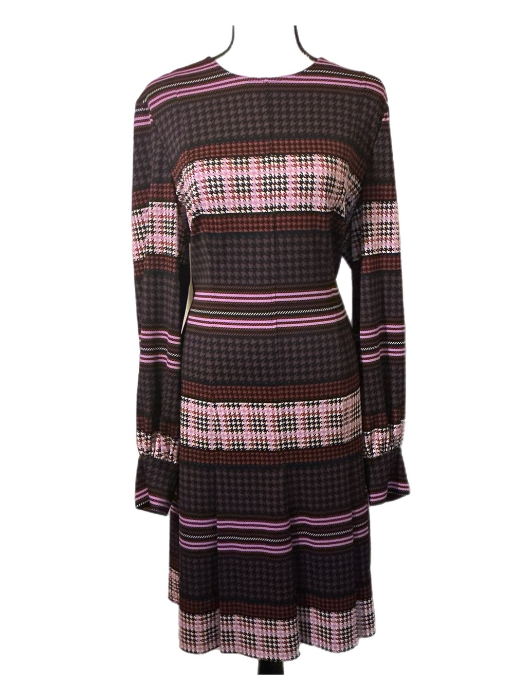 Donna Morgan NWT Size 16 Multicolor Plaid Stripe Long Sleeve Dress - Picture 11 of 11